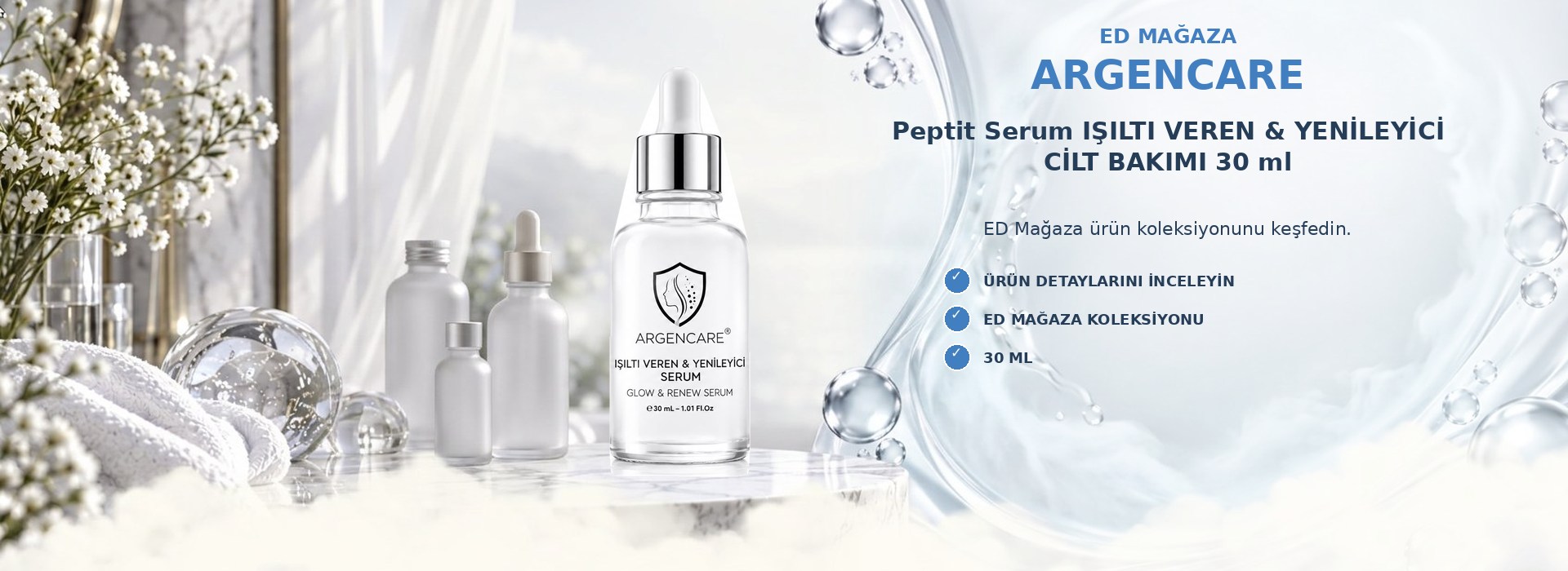 ARGENCARE Peptit Serum IŞILTI VEREN & YENİLEYİCİ CİLT BAKIMI 30 ml